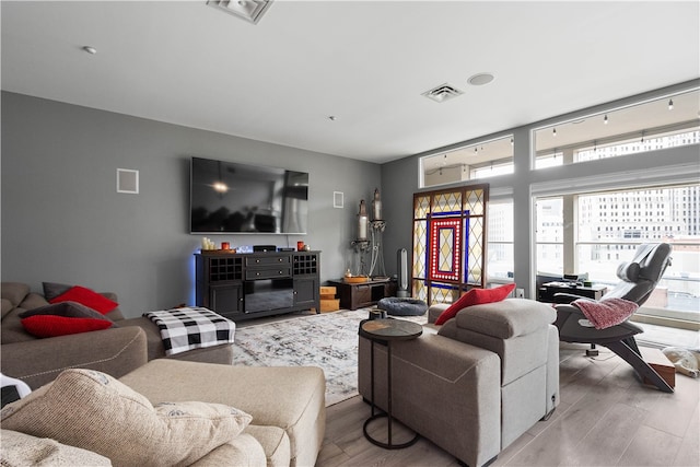 living room featuring hardwood / wood-style flooring