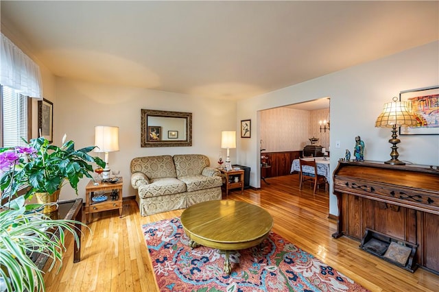 living room with hardwood / wood-style flooring