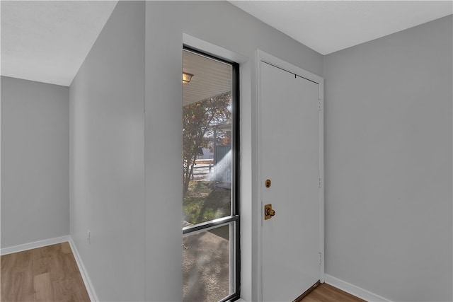 doorway to outside featuring hardwood / wood-style flooring