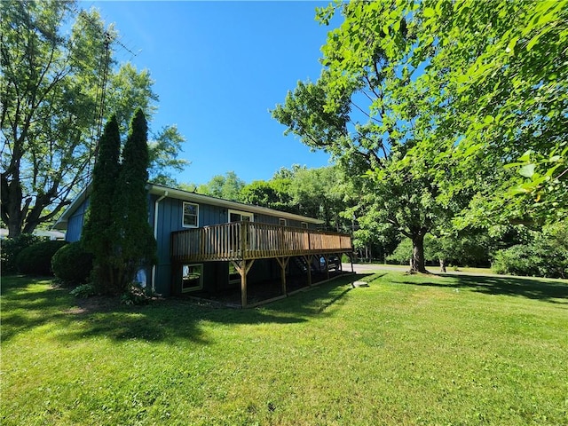 view of yard with a deck