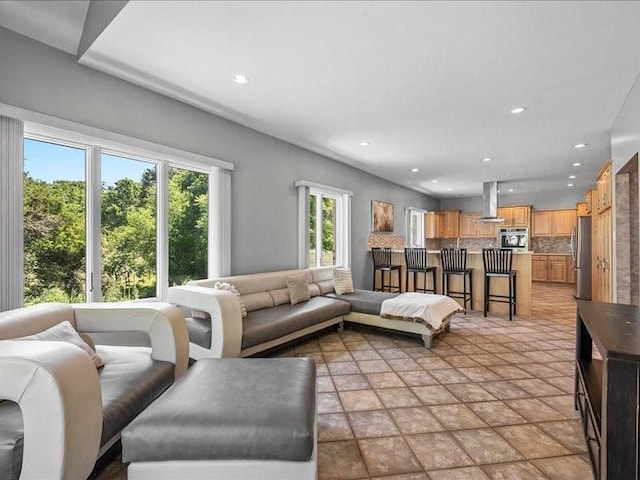 view of tiled living room