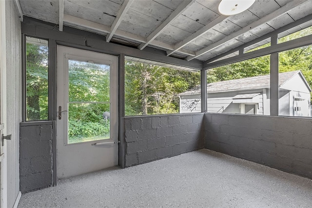 view of unfurnished sunroom