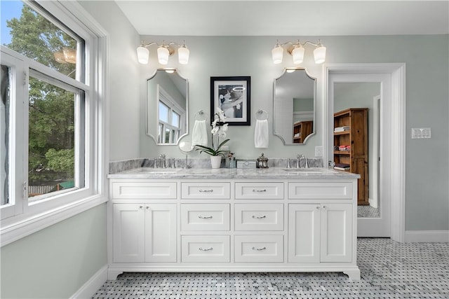 bathroom featuring plenty of natural light and vanity