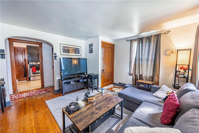 living room featuring hardwood / wood-style flooring