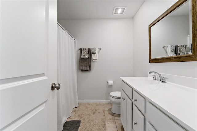 bathroom with tile patterned floors, toilet, and vanity