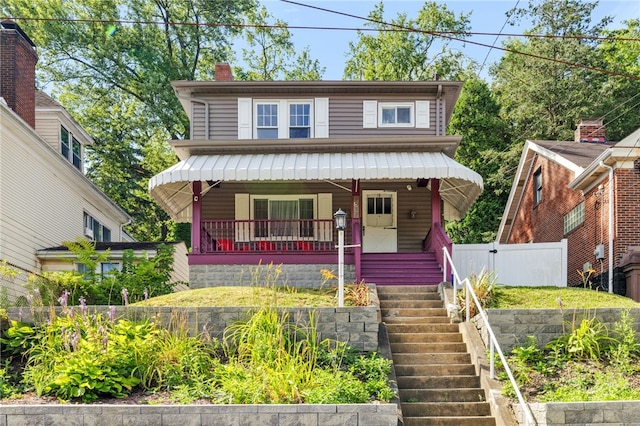 view of front of property with covered porch