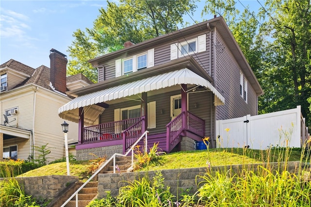 view of front of property with covered porch