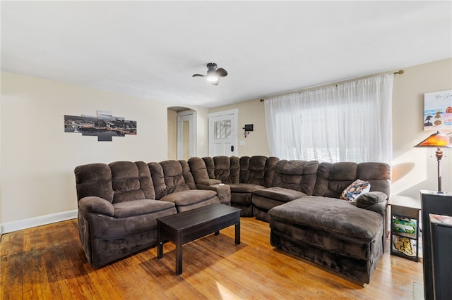 living room with light wood-type flooring