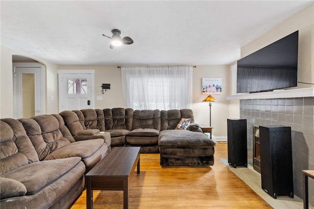 living room featuring light hardwood / wood-style floors