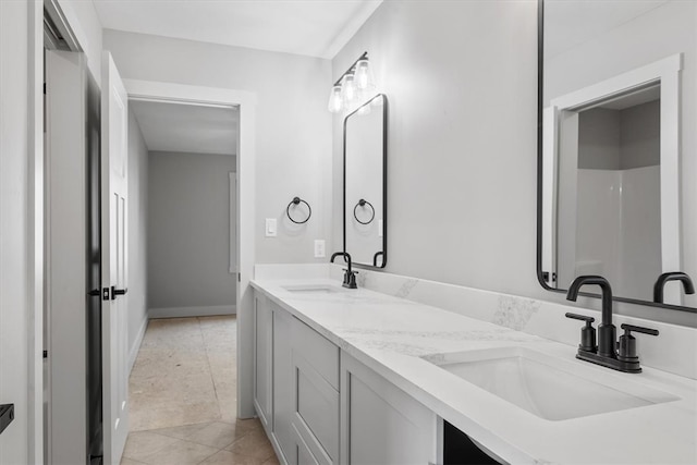 bathroom featuring vanity and tile patterned floors