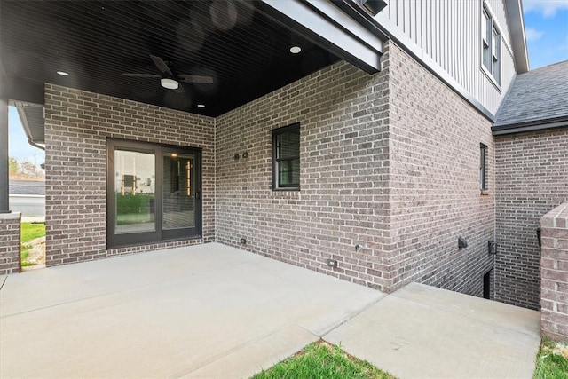 view of patio / terrace featuring ceiling fan