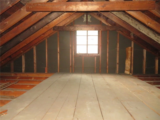 view of unfinished attic