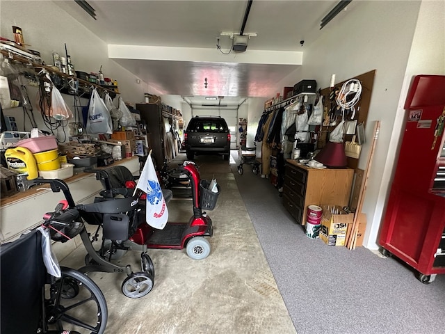 garage with a garage door opener