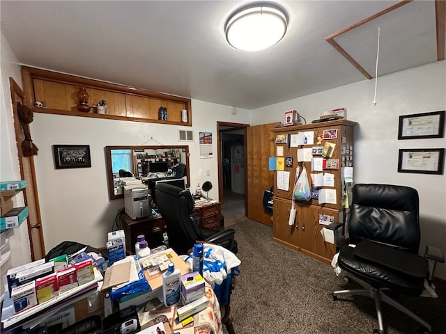 view of carpeted office space