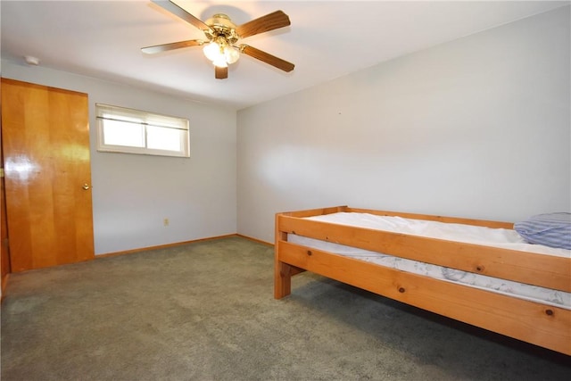 bedroom with carpet and ceiling fan