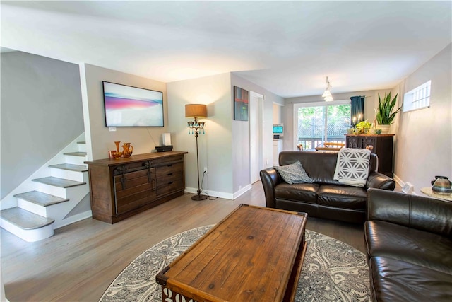 living room with hardwood / wood-style floors