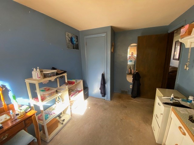 interior space with light colored carpet