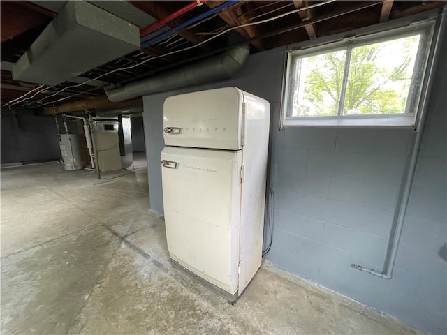 basement featuring gas water heater