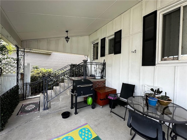 view of patio / terrace featuring covered porch and area for grilling