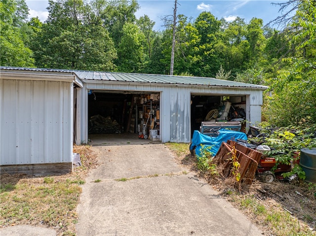 view of garage