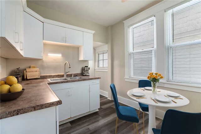 kitchen featuring white cabinets, a healthy amount of sunlight, and sink