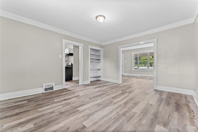 interior space with crown molding and hardwood / wood-style floors