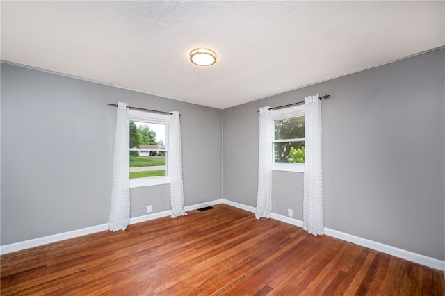 spare room with a healthy amount of sunlight and wood-type flooring