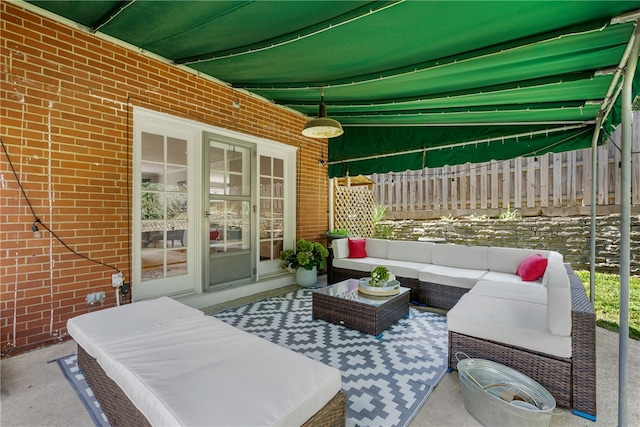 view of patio featuring an outdoor hangout area