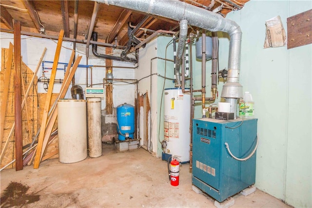 utility room with gas water heater