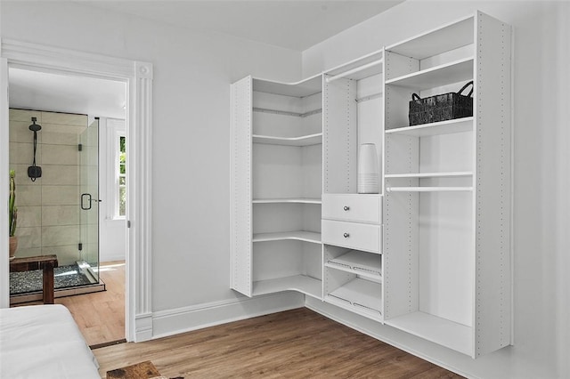 spacious closet featuring hardwood / wood-style flooring