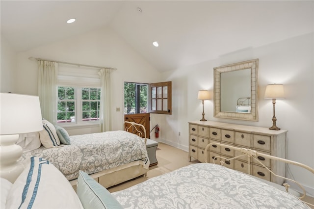 bedroom with vaulted ceiling