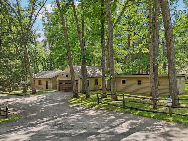 single story home with a garage