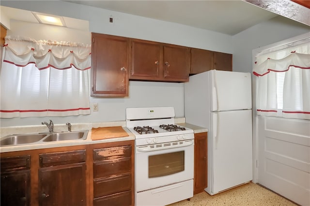 kitchen featuring sink and white appliances