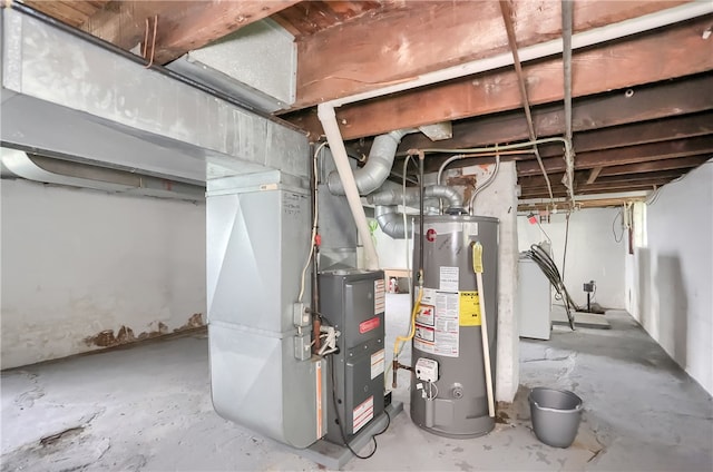 basement featuring water heater