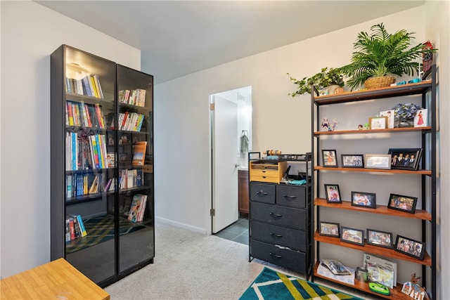 view of carpeted office space