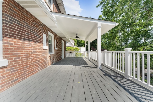 deck featuring ceiling fan