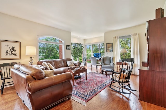 living room with light wood-style floors