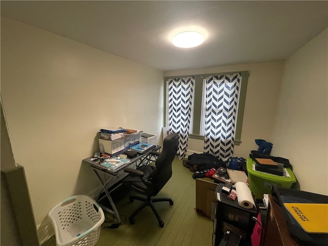 office area with wood-type flooring