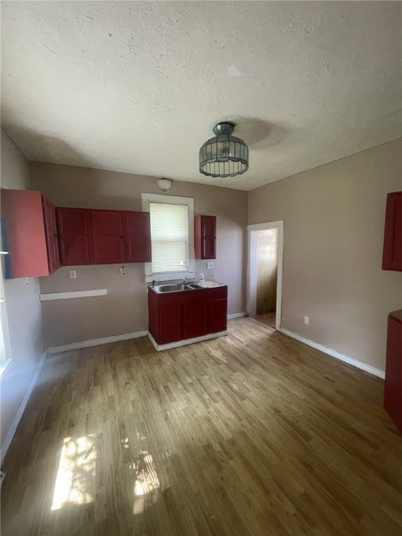 kitchen featuring light hardwood / wood-style flooring, sink, and a textured ceiling