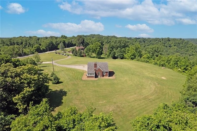 birds eye view of property featuring a rural view