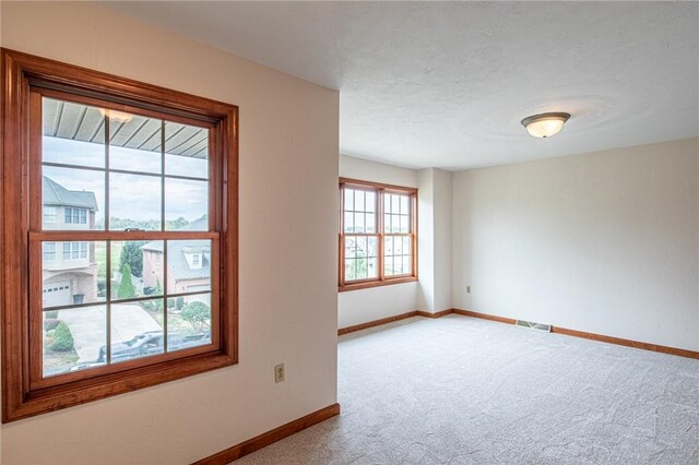 spare room featuring light colored carpet