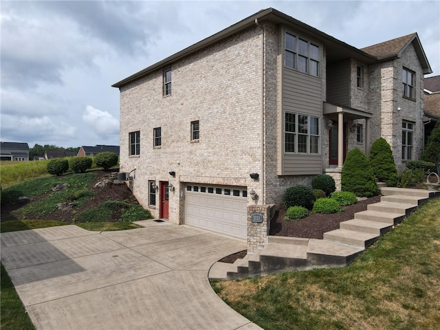 view of property exterior with a garage