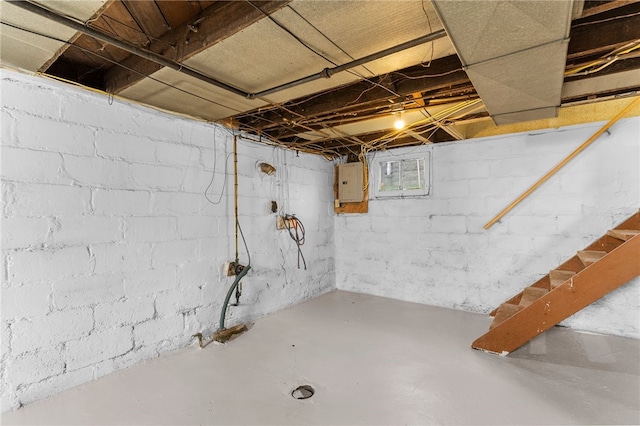 basement with electric panel