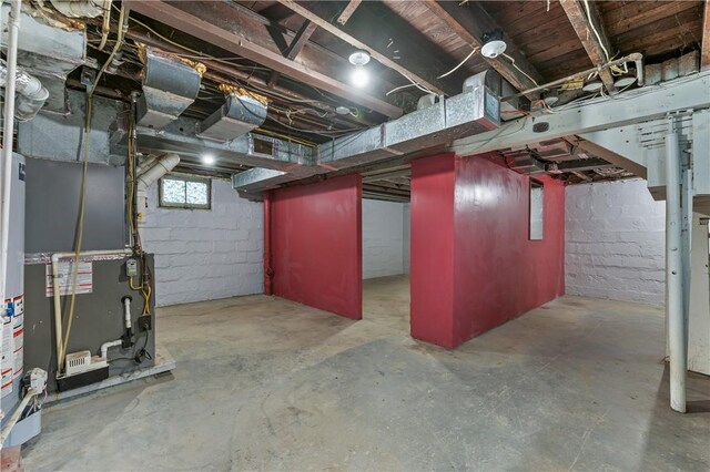 basement with heating unit