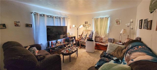 living room featuring carpet flooring