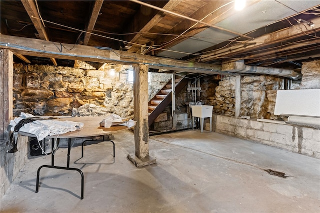 basement with sink