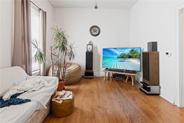 sitting room featuring light hardwood / wood-style floors