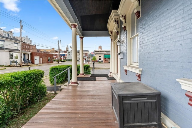 deck featuring a porch