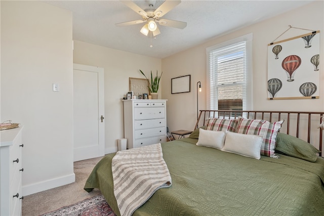 bedroom with carpet flooring and ceiling fan