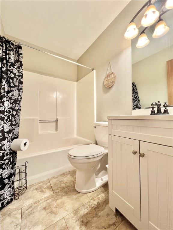 full bathroom featuring shower / bathing tub combination, tile patterned floors, toilet, and vanity